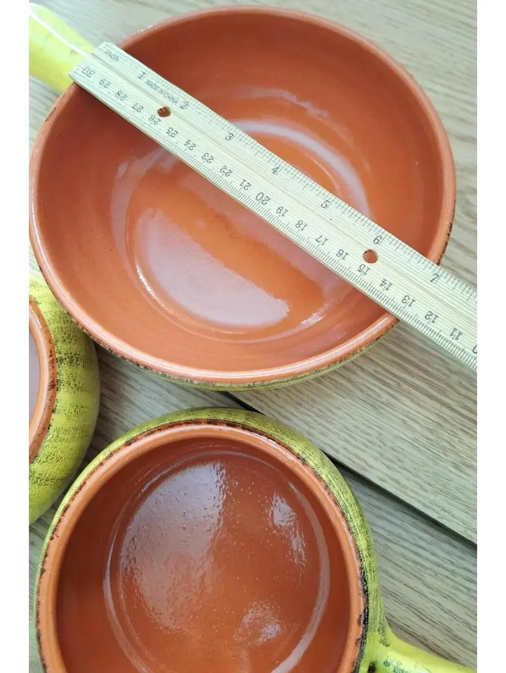 De Silva VTG Yellow Glazed Terracotta Handled Bowls - Made in Italy - 3 Set